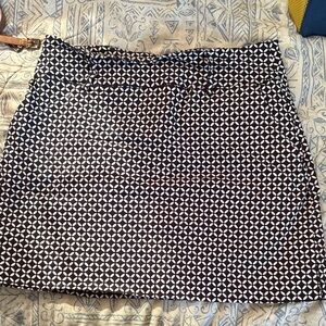 Emerald Black and White Mini Skirt with Geometric Motif